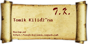 Tomik Kiliána névjegykártya